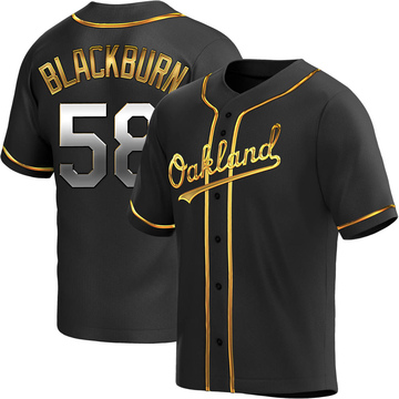 Paul Blackburn Youth Replica Oakland Athletics Black Golden Alternate Jersey