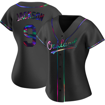 Reggie Jackson Women's Replica Oakland Athletics Black Holographic Alternate Jersey