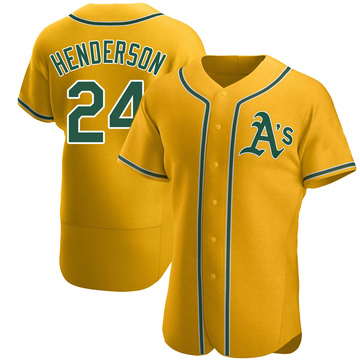 Rickey Henderson Men's Authentic Oakland Athletics Gold Alternate Jersey