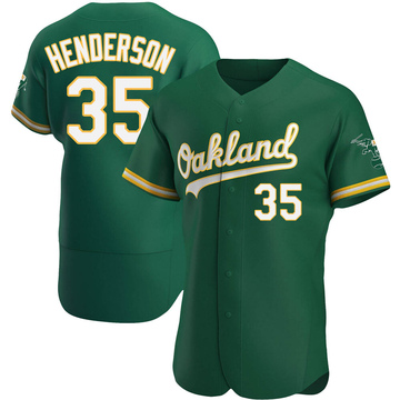 Rickey Henderson Men's Authentic Oakland Athletics Green Kelly Alternate Jersey