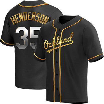 Rickey Henderson Men's Replica Oakland Athletics Black Golden Alternate Jersey