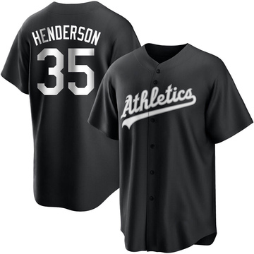Rickey Henderson Men's Replica Oakland Athletics Black/White Jersey