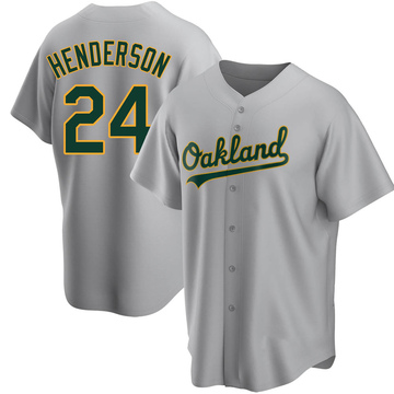 Rickey Henderson Men's Replica Oakland Athletics Gray Road Jersey