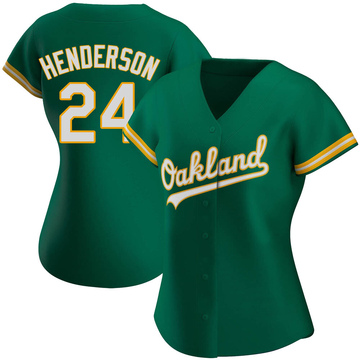 Rickey Henderson Women's Authentic Oakland Athletics Green Kelly Alternate Jersey