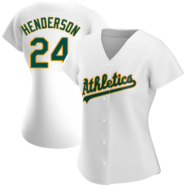 Rickey Henderson Women's Authentic Oakland Athletics White Home Jersey