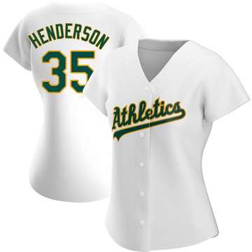 Rickey Henderson Women's Authentic Oakland Athletics White Home Jersey