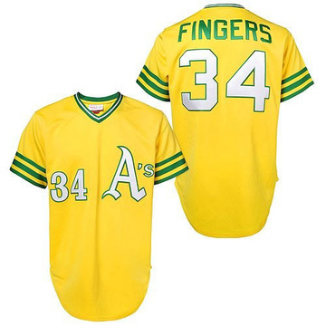 Rollie Fingers Men's Authentic Oakland Athletics Gold Throwback Jersey