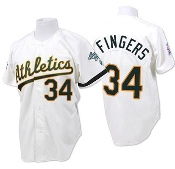 Rollie Fingers Men's Replica Oakland Athletics White Throwback Jersey