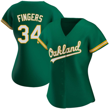Rollie Fingers Women's Authentic Oakland Athletics Green Kelly Alternate Jersey
