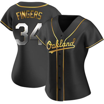 Rollie Fingers Women's Replica Oakland Athletics Black Golden Alternate Jersey