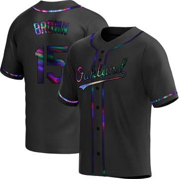 Seth Brown Youth Replica Oakland Athletics Black Holographic Alternate Jersey
