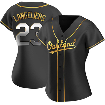 Shea Langeliers Women's Replica Oakland Athletics Black Golden Alternate Jersey