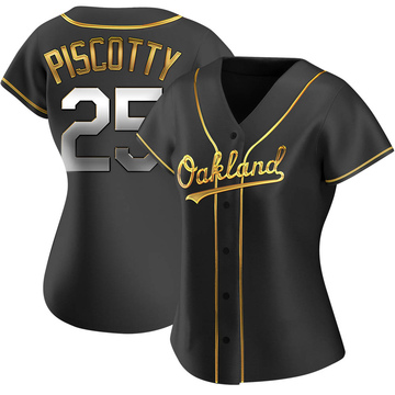Stephen Piscotty Women's Replica Oakland Athletics Black Golden Alternate Jersey