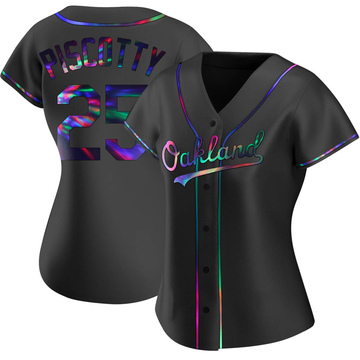 Stephen Piscotty Women's Replica Oakland Athletics Black Holographic Alternate Jersey