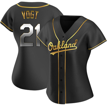 Stephen Vogt Women's Replica Oakland Athletics Black Golden Alternate Jersey