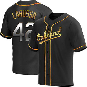 Tony Larussa Men's Replica Oakland Athletics Black Golden Alternate Jersey