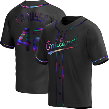 Tony Larussa Men's Replica Oakland Athletics Black Holographic Alternate Jersey