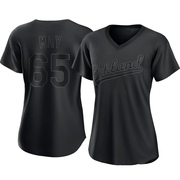 Trevor May Women's Authentic Oakland Athletics Black Pitch Fashion Jersey