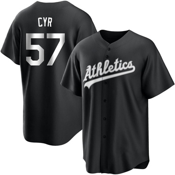 Tyler Cyr Men's Replica Oakland Athletics Black/White Jersey