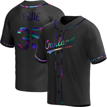 Vida Blue Men's Replica Oakland Athletics Black Holographic Alternate Jersey