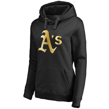 Women's Oakland Athletics Gold Collection Pullover Hoodie - Black