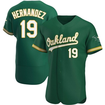 Yonny Hernandez Men's Authentic Oakland Athletics Green Kelly Alternate Jersey