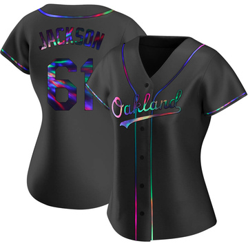 Zach Jackson Women's Replica Oakland Athletics Black Holographic Alternate Jersey