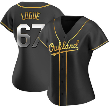Zach Logue Women's Replica Oakland Athletics Black Golden Alternate Jersey